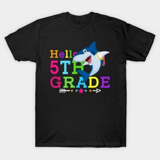 Shark Hello 5th Grade Tshirt Teachers Kids Back to school Gifts T-Shirt